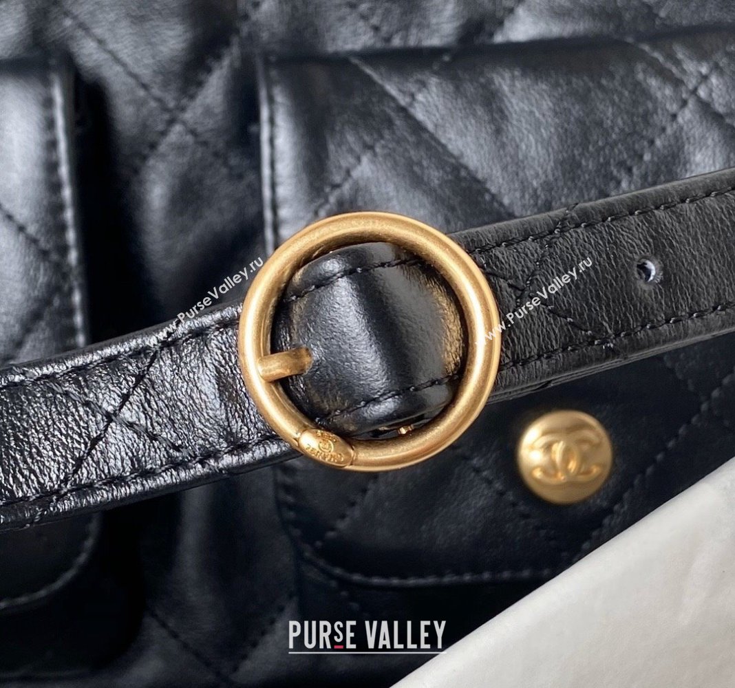 Chanel Shiny Crumpled Calfskin Medium Messenger bag AS4668 Black 2024 (yezi-240411052)