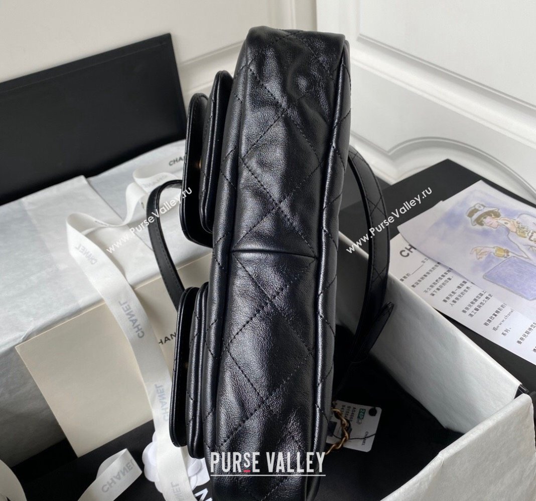 Chanel Shiny Crumpled Calfskin Medium Messenger bag AS4668 Black 2024 (yezi-240411052)