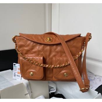 Chanel Shiny Crumpled Calfskin Medium Messenger bag AS4668 Brown 2024 (yezi-240411053)