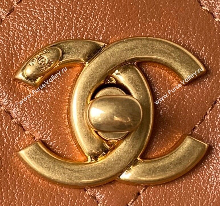 Chanel Shiny Crumpled Calfskin Medium Messenger bag AS4668 Brown 2024 (yezi-240411053)