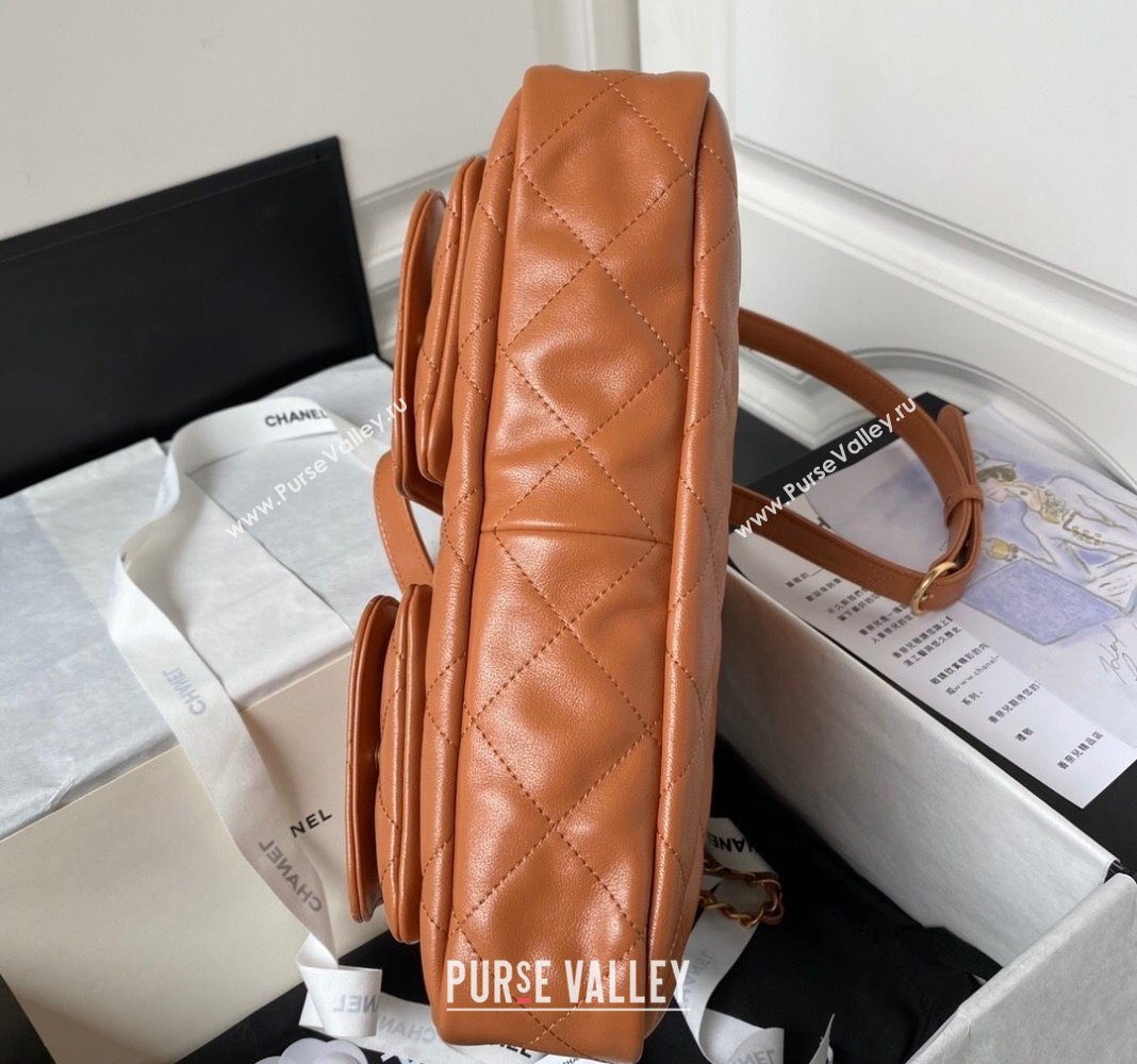 Chanel Shiny Crumpled Calfskin Medium Messenger bag AS4668 Brown 2024 (yezi-240411053)