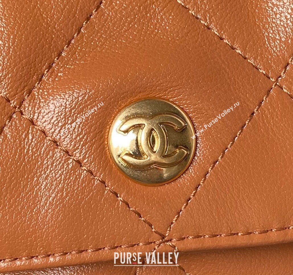 Chanel Shiny Crumpled Calfskin Medium Messenger bag AS4668 Brown 2024 (yezi-240411053)