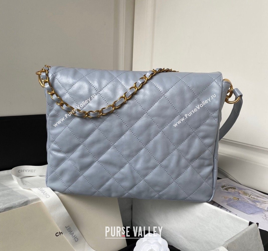 Chanel Shiny Crumpled Calfskin Medium Messenger bag AS4668 Grey 2024 (yezi-240411054)