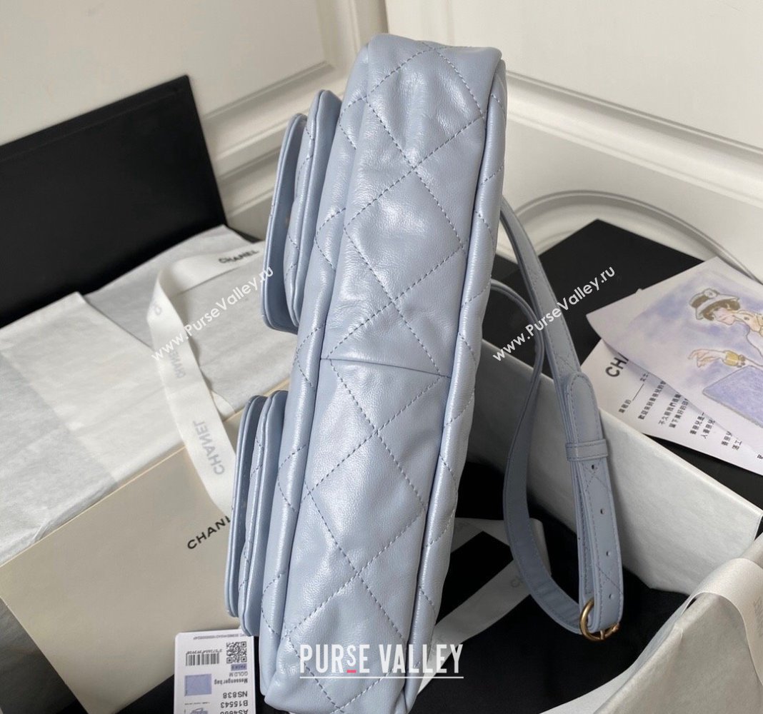 Chanel Shiny Crumpled Calfskin Medium Messenger bag AS4668 Grey 2024 (yezi-240411054)