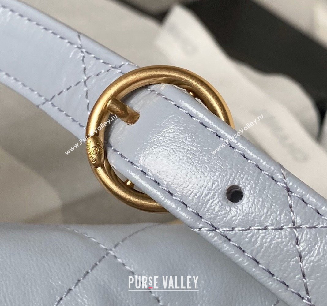 Chanel Shiny Crumpled Calfskin Medium Messenger bag AS4668 Grey 2024 (yezi-240411054)