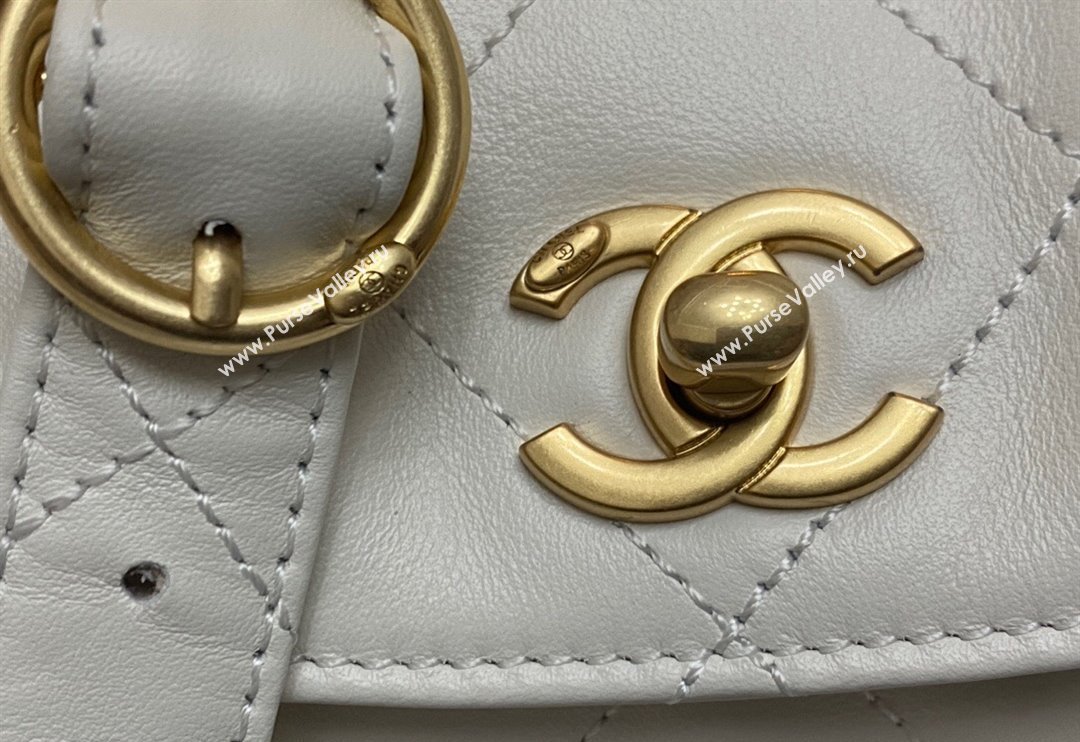 Chanel Shiny Crumpled Calfskin Small Messenger bag AS4743 White 2024 (yezi-240411051)