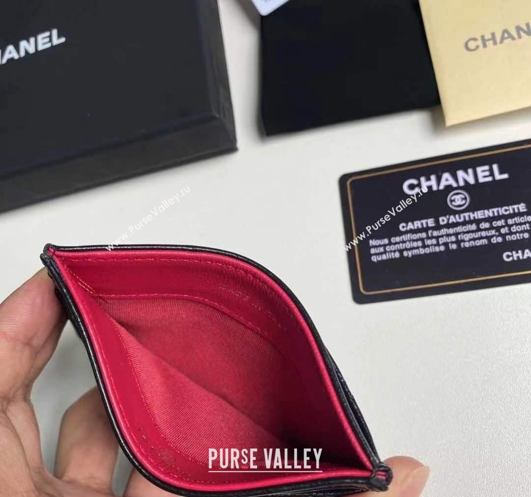 Chanel Heart Shiny Crumpled Lambskin Card Case Wallet AP3292 Black 2024 (yezi-240411016)