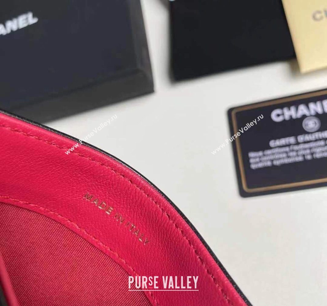 Chanel Heart Shiny Crumpled Lambskin Card Case Wallet AP3292 Black 2024 (yezi-240411016)