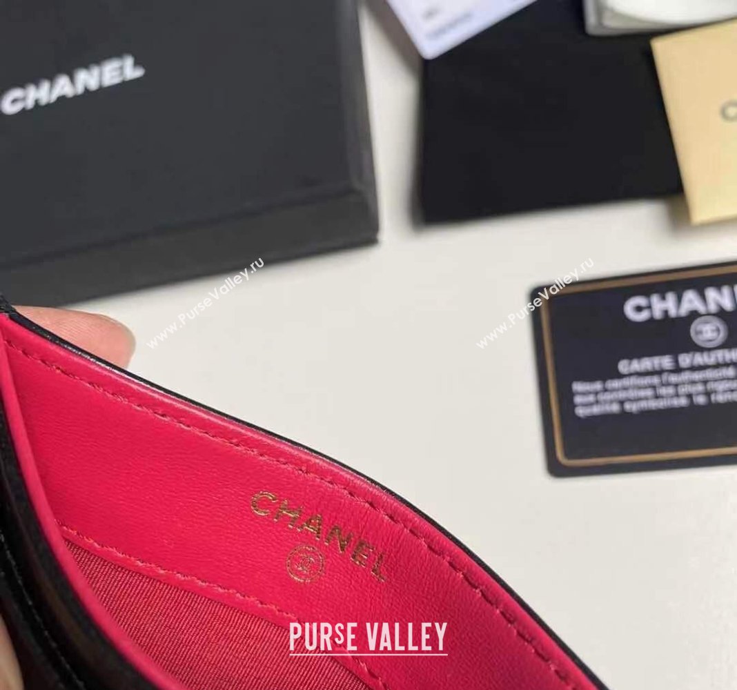 Chanel Heart Shiny Crumpled Lambskin Card Case Wallet AP3292 Black 2024 (yezi-240411016)