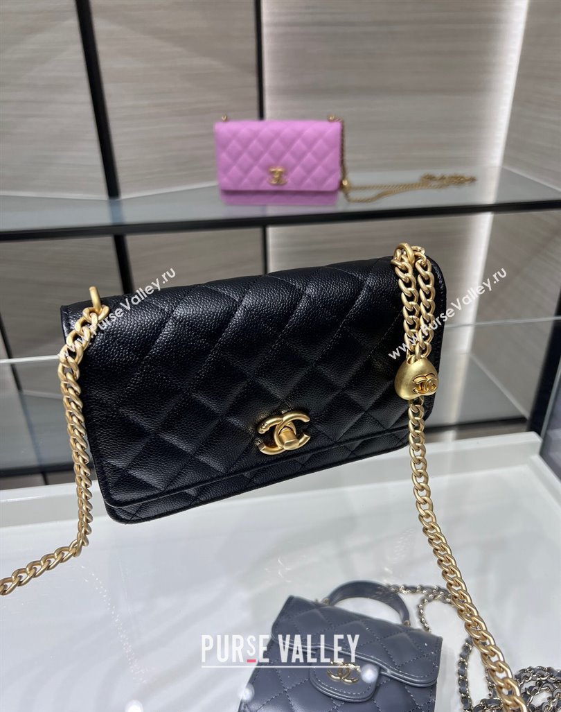 Chanel Grained Calfskin Clutch with Heart Chain AP3201 Black 2024 (ssz-240411020)