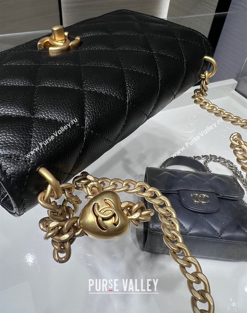 Chanel Grained Calfskin Clutch with Heart Chain AP3201 Black 2024 (ssz-240411020)
