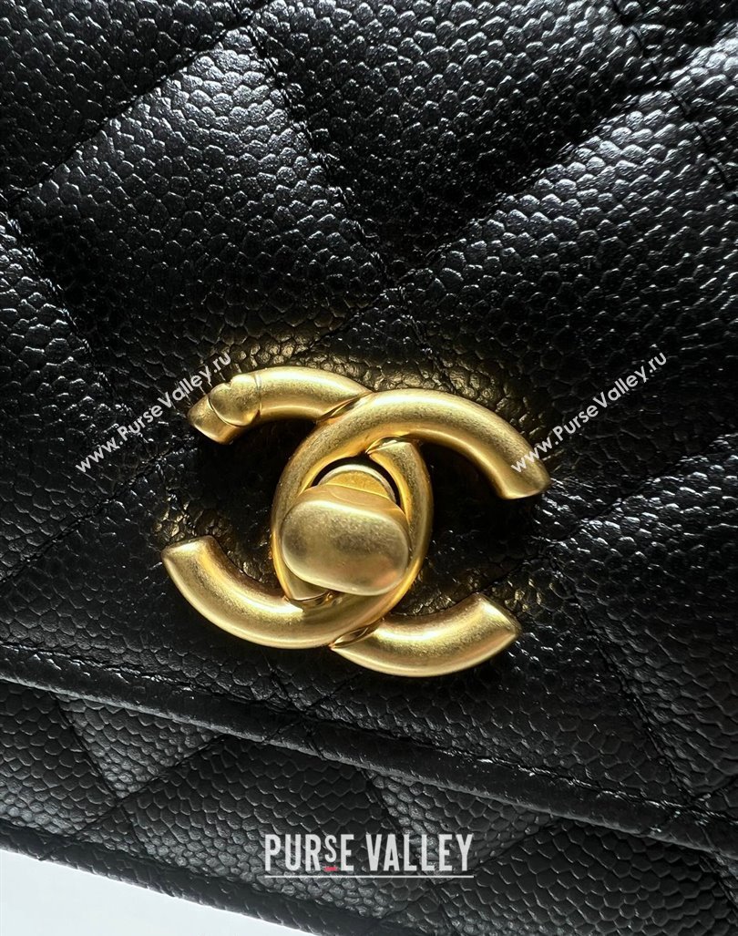 Chanel Grained Calfskin Clutch with Heart Chain AP3201 Black 2024 (ssz-240411020)