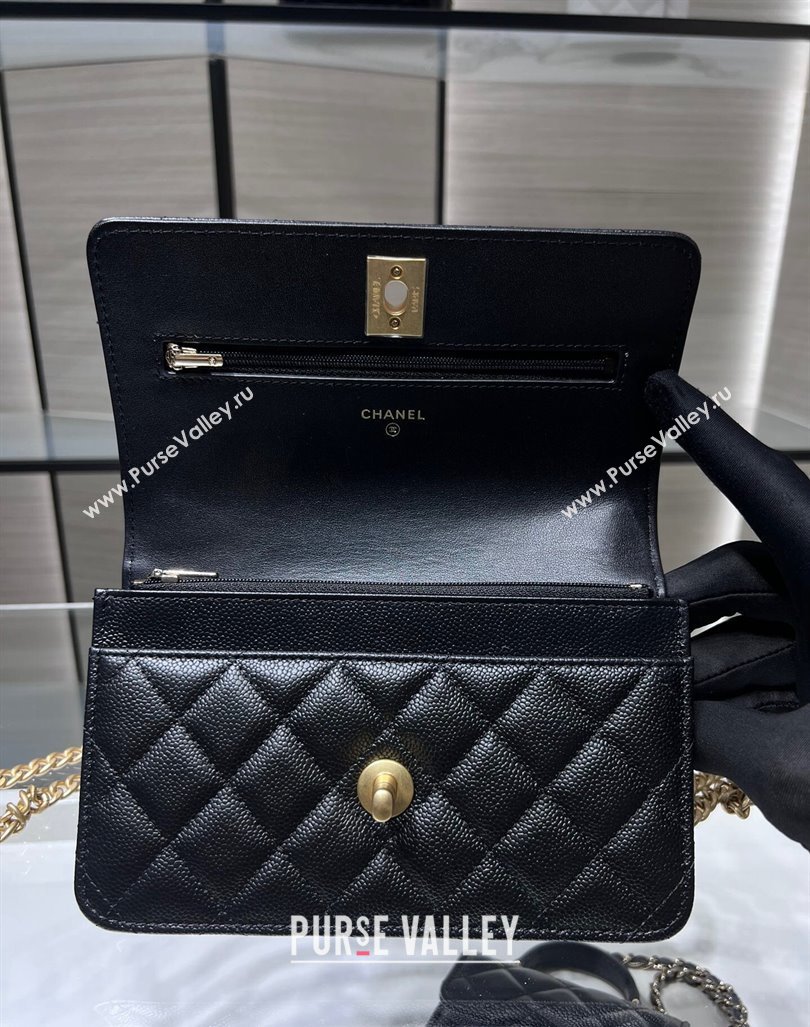 Chanel Grained Calfskin Clutch with Heart Chain AP3201 Black 2024 (ssz-240411020)
