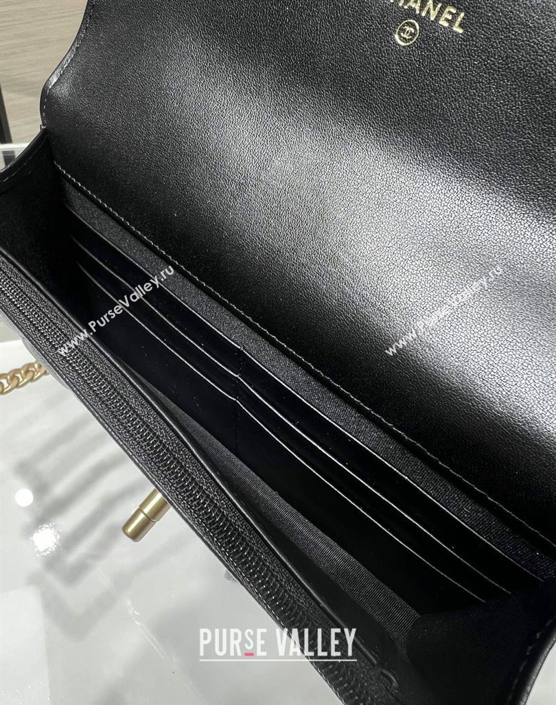 Chanel Grained Calfskin Clutch with Heart Chain AP3201 Black 2024 (ssz-240411020)