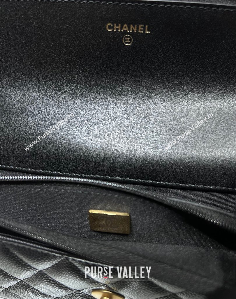 Chanel Grained Calfskin Clutch with Heart Chain AP3201 Black 2024 (ssz-240411020)