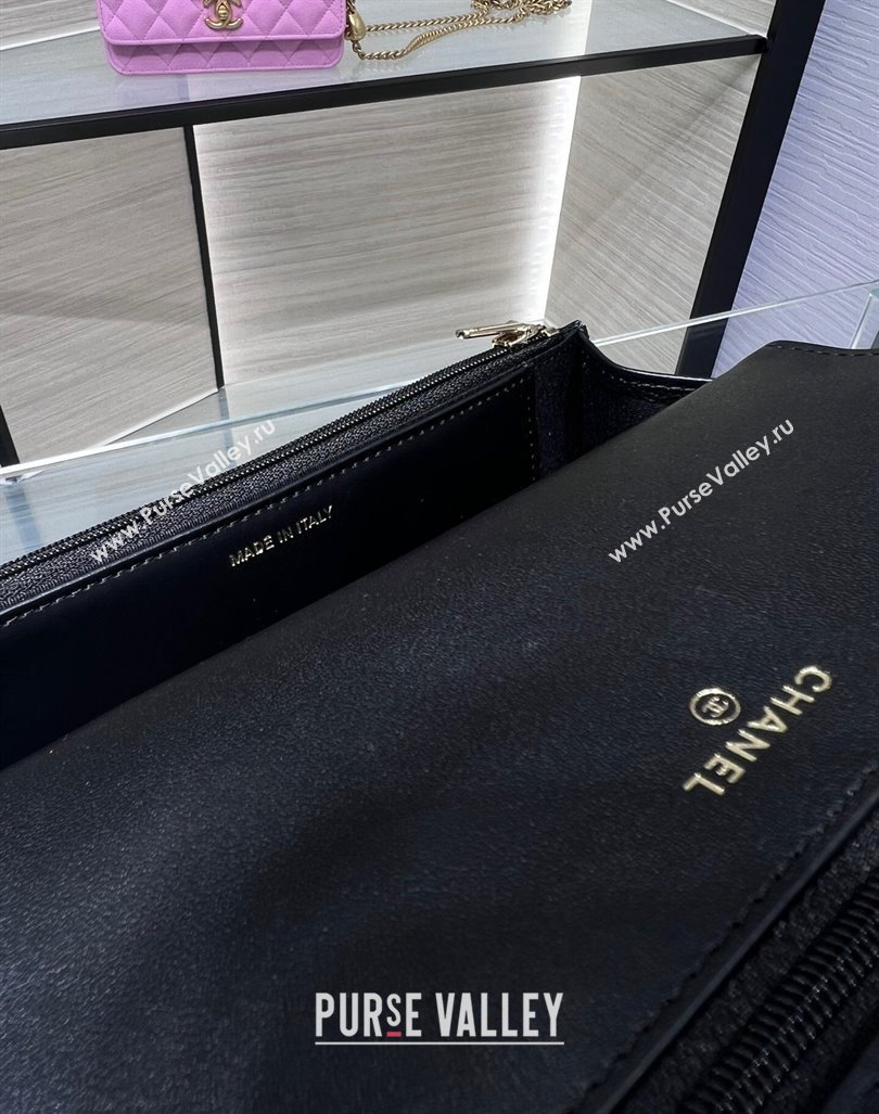 Chanel Grained Calfskin Clutch with Heart Chain AP3201 Black 2024 (ssz-240411020)