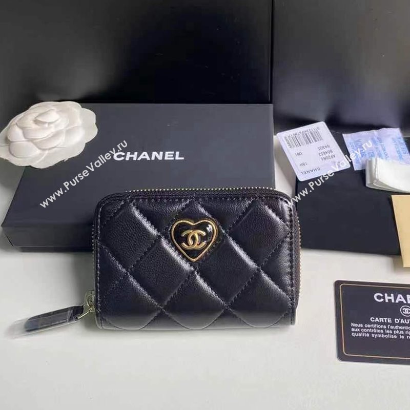 Chanel Heart Shiny Crumpled Lambskin Zipped Coin Purse Wallet AP3294 2024 (yezi-240411017)