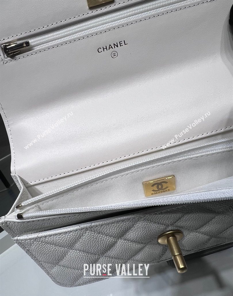 Chanel Grained Calfskin Clutch with Heart Chain AP3201 White 2024 (ssz-240411021)