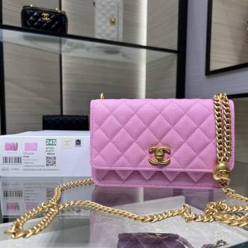 Chanel Grained Calfskin Clutch with Heart Chain AP3201 Pink 2024 (ssz-240411022)