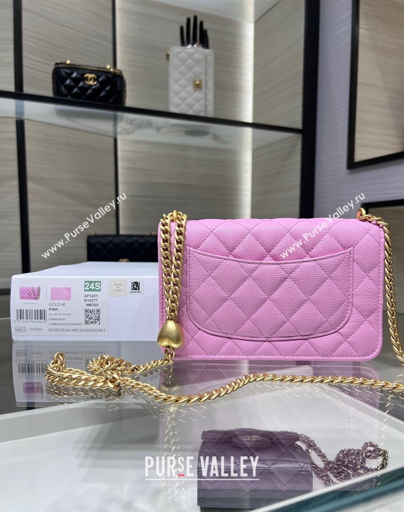 Chanel Grained Calfskin Clutch with Heart Chain AP3201 Pink 2024 (ssz-240411022)