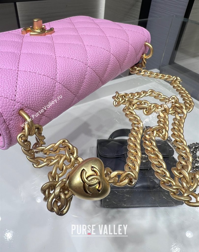 Chanel Grained Calfskin Clutch with Heart Chain AP3201 Pink 2024 (ssz-240411022)