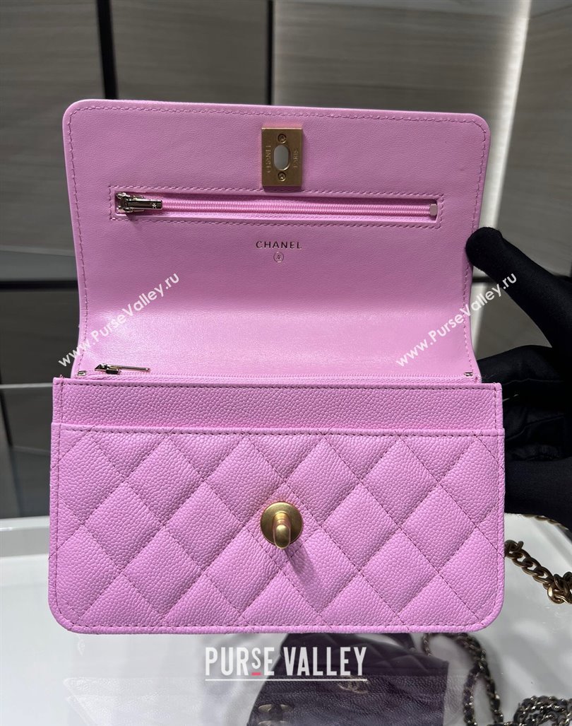 Chanel Grained Calfskin Clutch with Heart Chain AP3201 Pink 2024 (ssz-240411022)