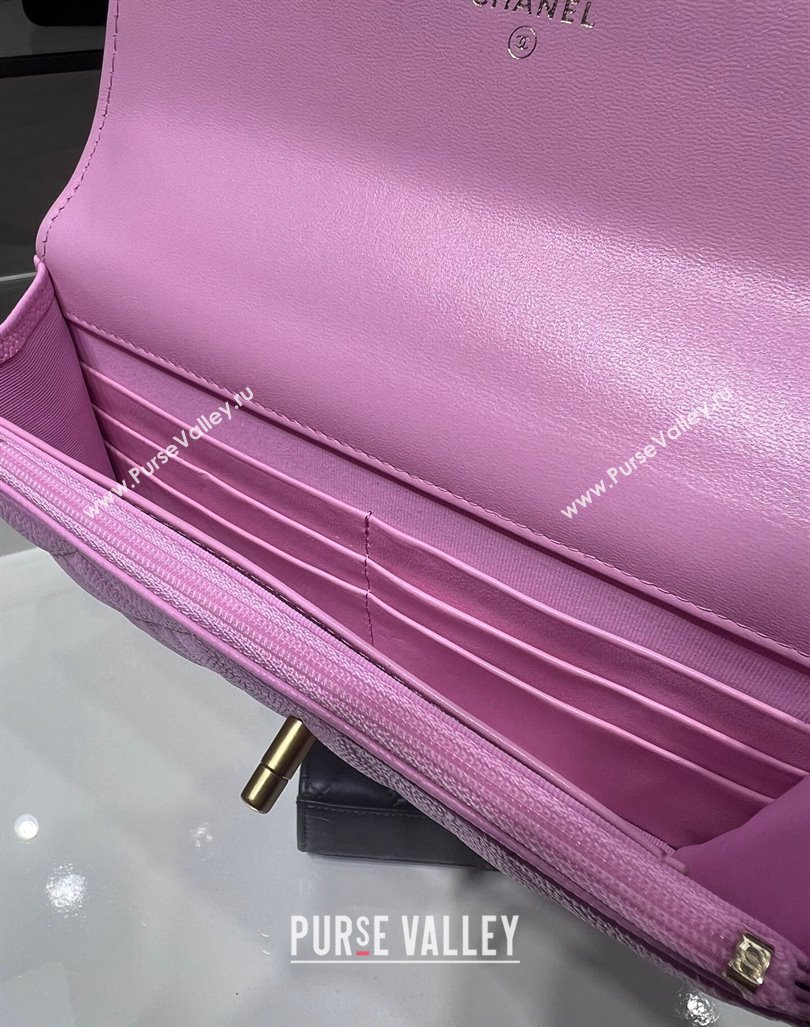 Chanel Grained Calfskin Clutch with Heart Chain AP3201 Pink 2024 (ssz-240411022)