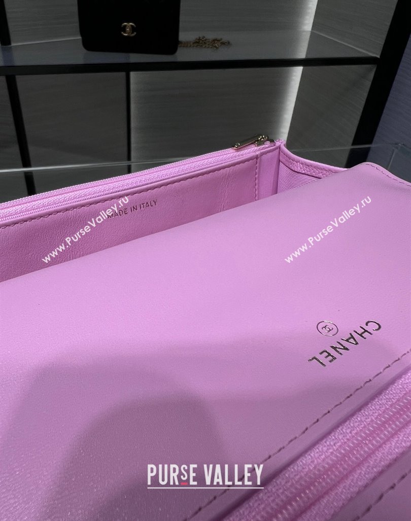 Chanel Grained Calfskin Clutch with Heart Chain AP3201 Pink 2024 (ssz-240411022)