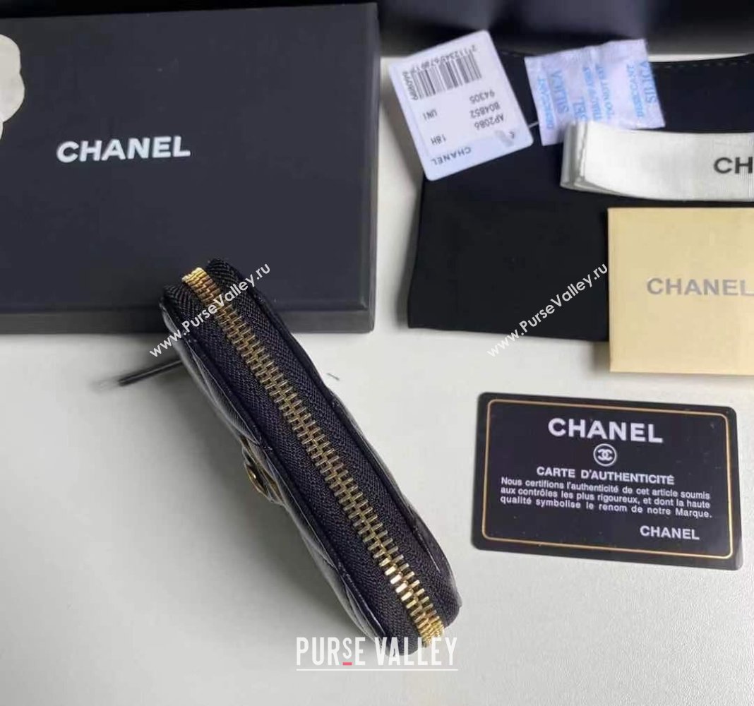 Chanel Heart Shiny Crumpled Lambskin Zipped Coin Purse Wallet AP3294 2024 (yezi-240411017)