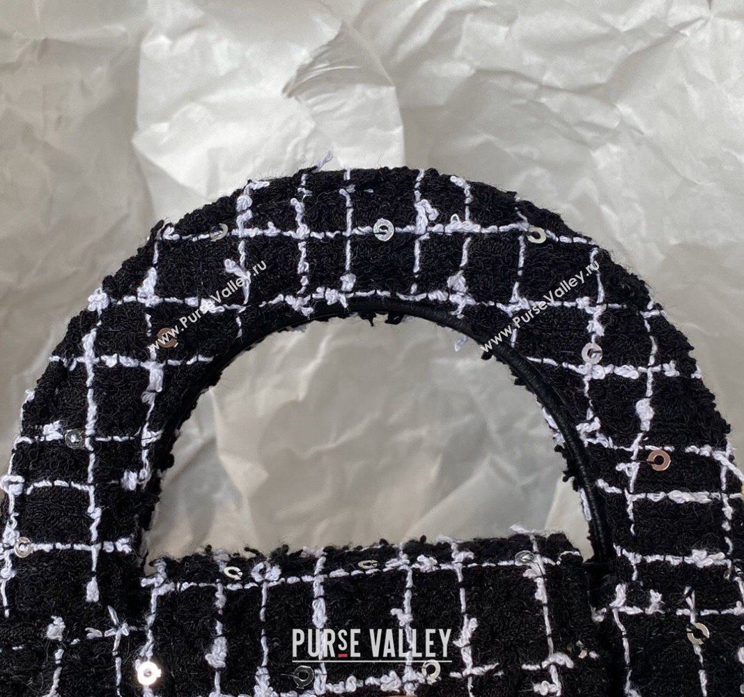 Chanel Sequin Embroidered Tweed Clutch with Chain AP3435 Black/White 2024 (yezi-240411018)