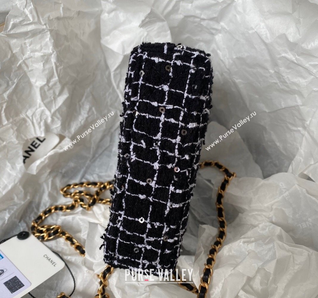 Chanel Sequin Embroidered Tweed Clutch with Chain AP3435 Black/White 2024 (yezi-240411018)