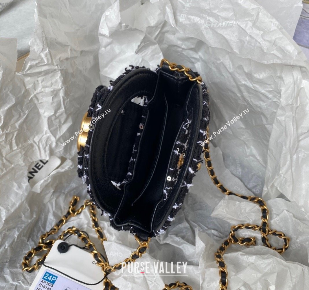 Chanel Sequin Embroidered Tweed Clutch with Chain AP3435 Black/White 2024 (yezi-240411018)