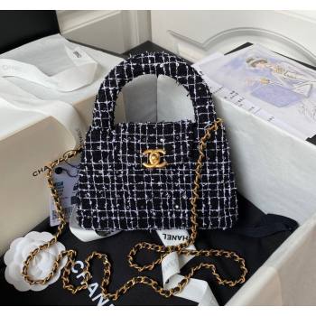 Chanel Sequin Embroidered Tweed Mini Shopping Bag AS4416 Black/White 2024 (yezi-240411019)