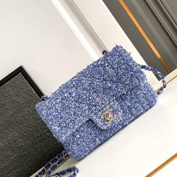 Chanel Classic Tweed Mini 11.12 Flap Bag A69900 Blue 2024 0411 (yezi-240411024)