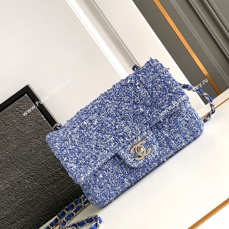 Chanel Classic Tweed Mini 11.12 Flap Bag A69900 Blue 2024 0411 (yezi-240411024)