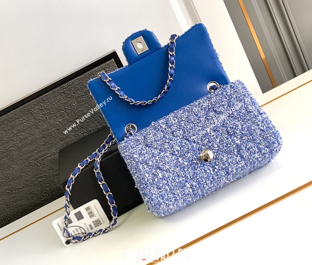 Chanel Classic Tweed Mini 11.12 Flap Bag A69900 Blue 2024 0411 (yezi-240411024)