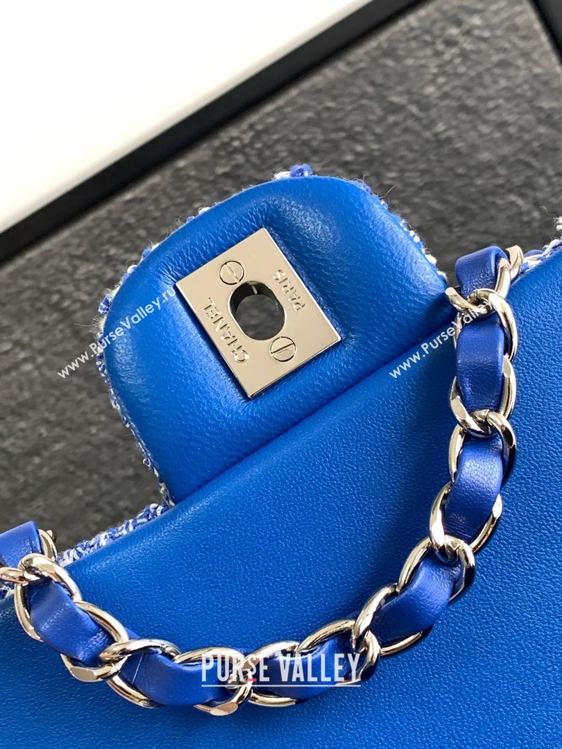 Chanel Classic Tweed Mini 11.12 Flap Bag A69900 Blue 2024 0411 (yezi-240411024)