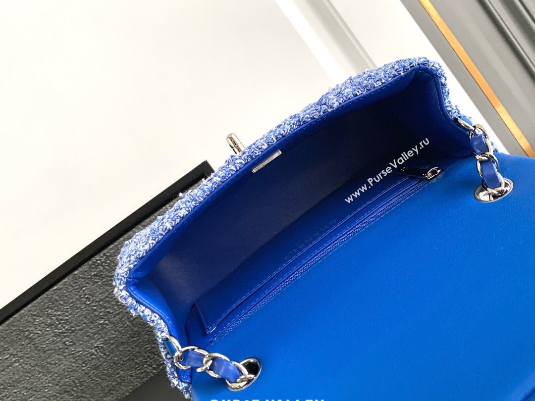 Chanel Classic Tweed Mini 11.12 Flap Bag A69900 Blue 2024 0411 (yezi-240411024)