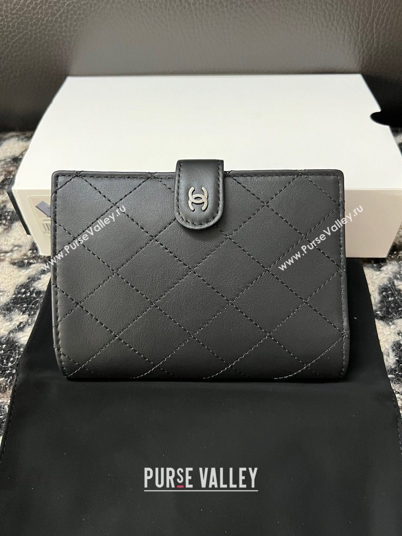Chanel Quilted Lambskin Passport Cover Black 2024 A96066 (YEZI-240411061)