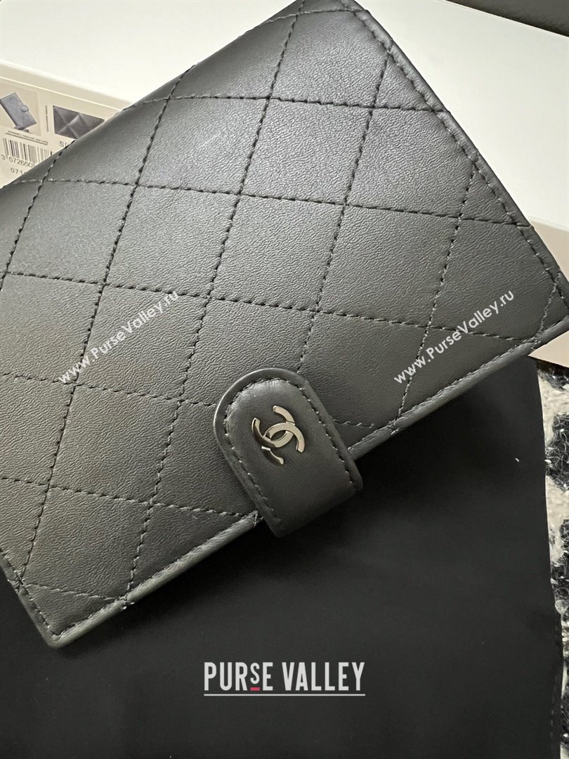 Chanel Quilted Lambskin Passport Cover Black 2024 A96066 (YEZI-240411061)