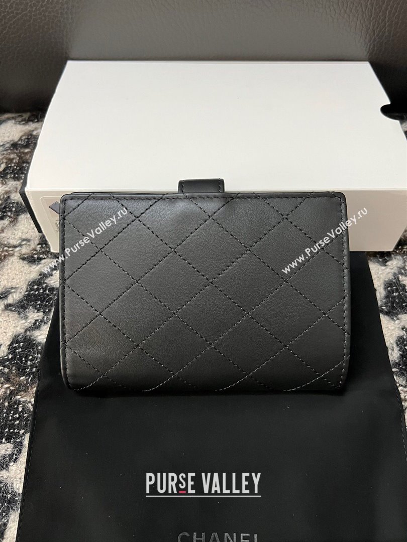 Chanel Quilted Lambskin Passport Cover Black 2024 A96066 (YEZI-240411061)