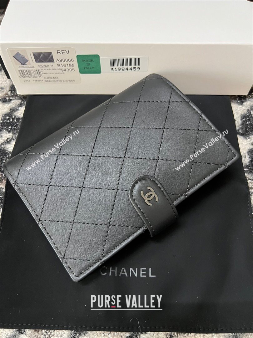 Chanel Quilted Lambskin Passport Cover Black 2024 A96066 (YEZI-240411061)