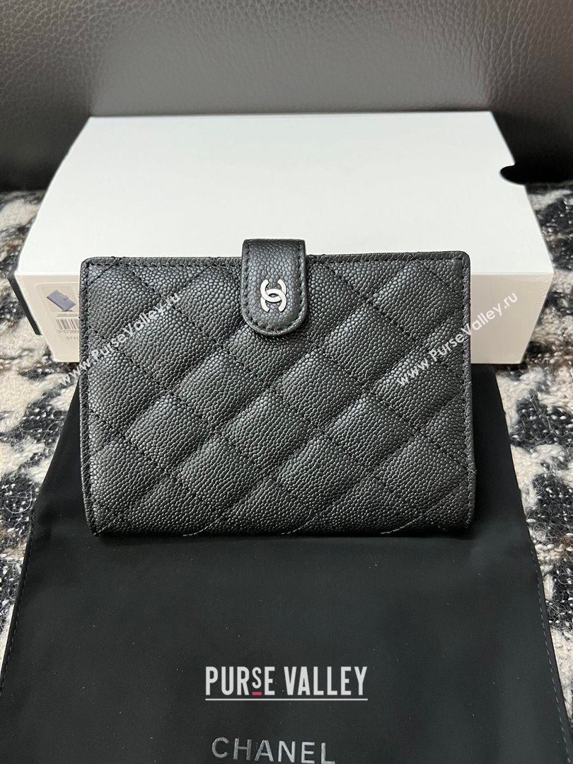 Chanel Quilted Grained Calfskin Passport Cover Black 2024 A96066 (YEZI-240411062)
