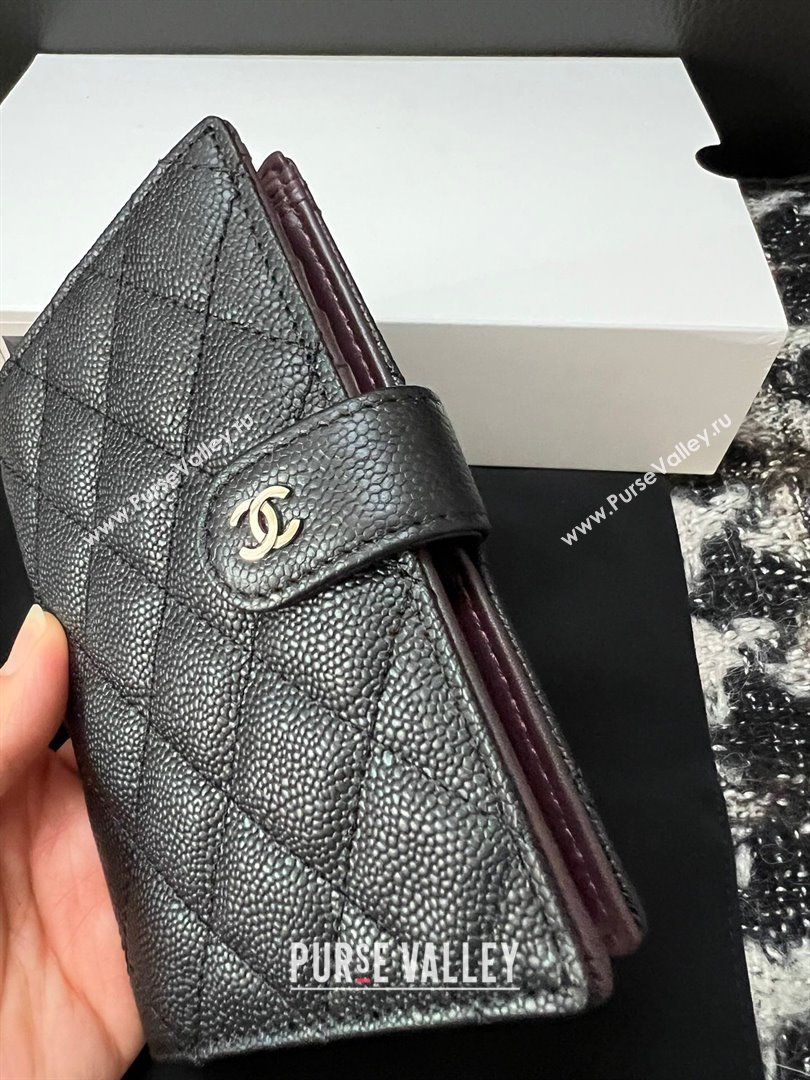 Chanel Quilted Grained Calfskin Passport Cover Black 2024 A96066 (YEZI-240411062)