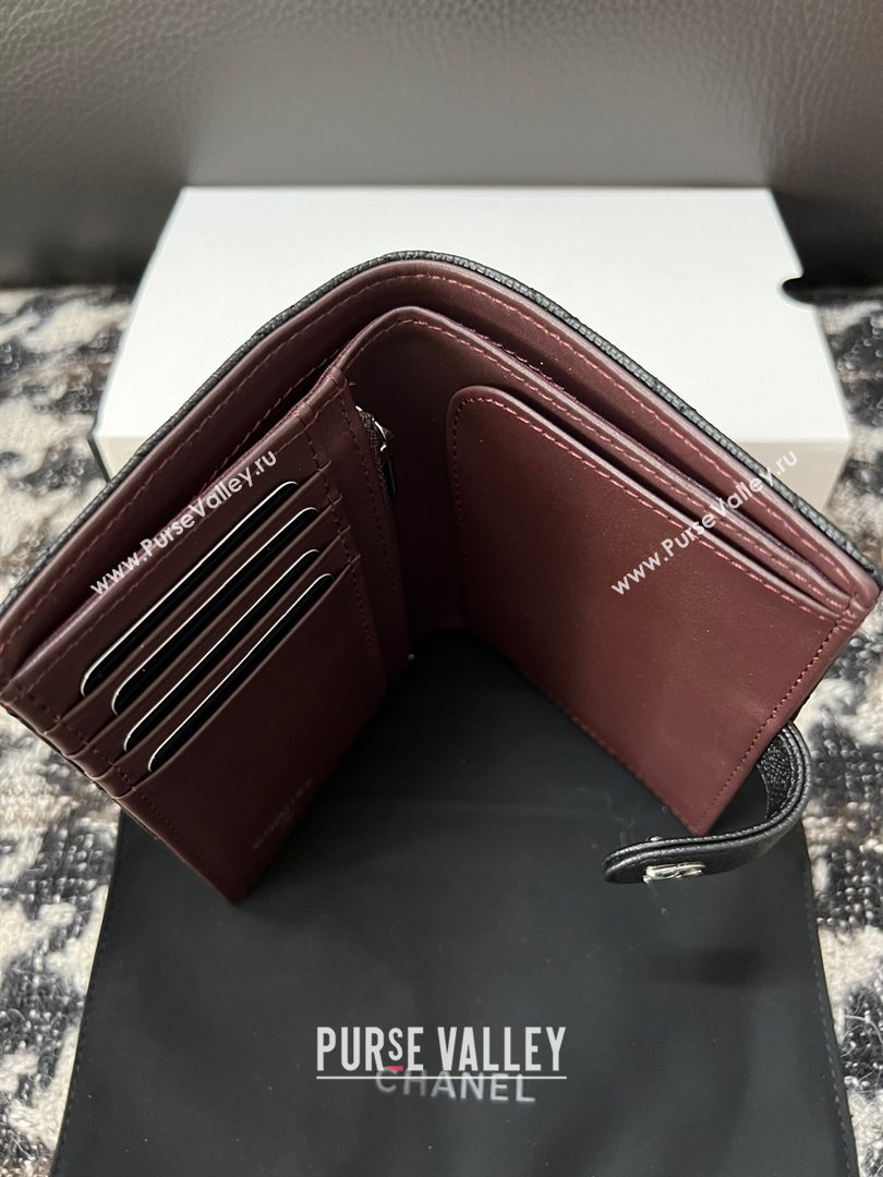 Chanel Quilted Grained Calfskin Passport Cover Black 2024 A96066 (YEZI-240411062)