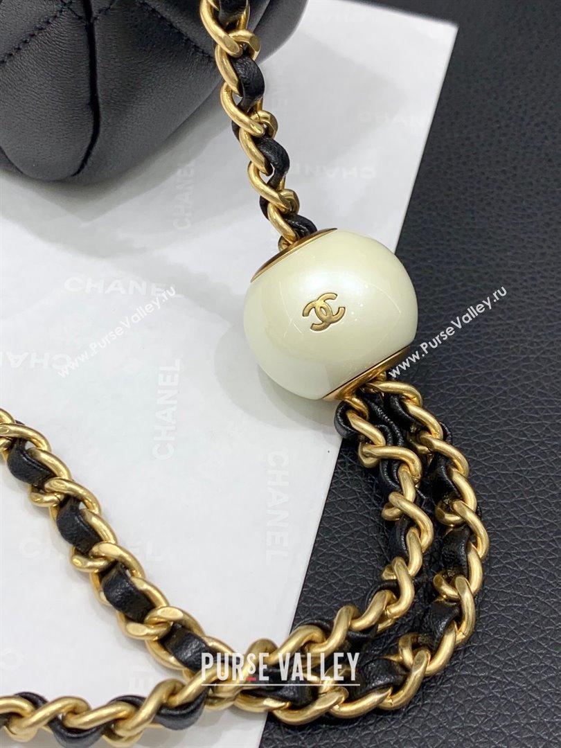 Chanel Lambskin Small Flap Bag with Pearls Chain AS4861 Black 2024 (yezi-240412003)