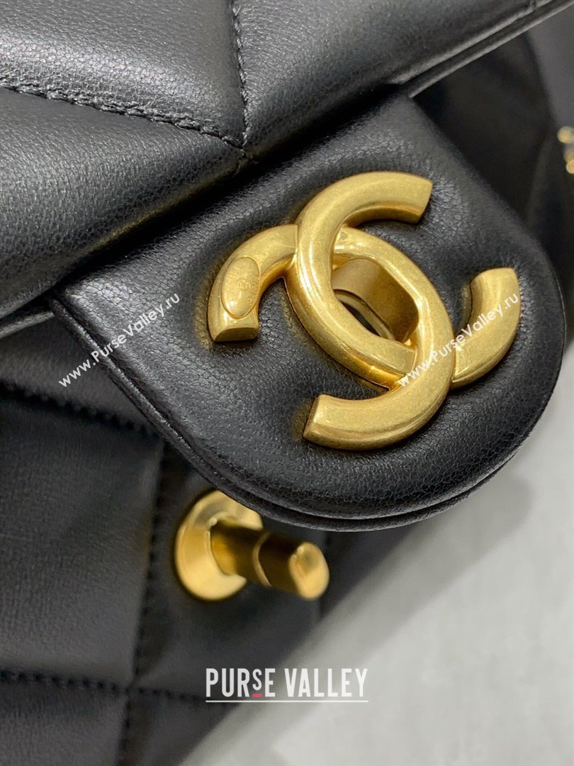 Chanel Lambskin Small Flap Bag with Pearls Chain AS4861 Black 2024 (yezi-240412003)