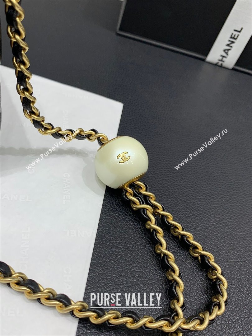Chanel Lambskin Mini Flap Bag with Pearls Chain AS4868 Black 2024 (yezi-240412001)