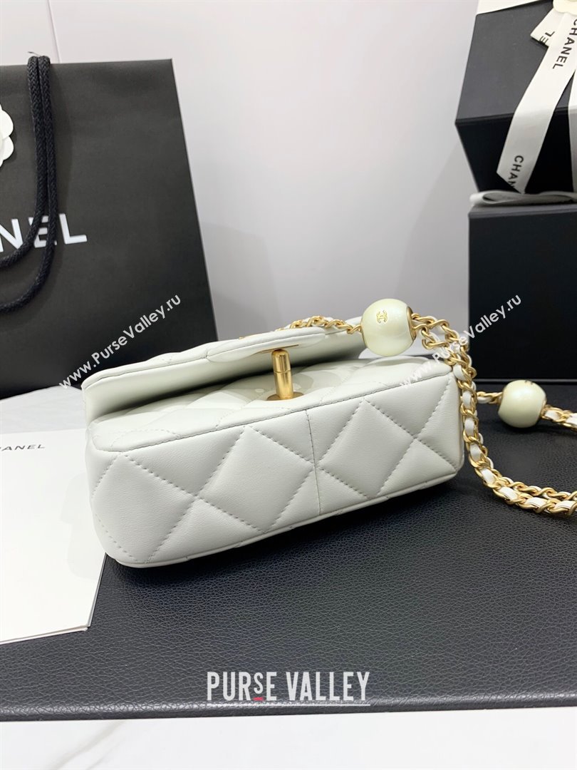 Chanel Lambskin Mini Flap Bag with Pearls Chain AS4868 White 2024 (yezi-240412002)