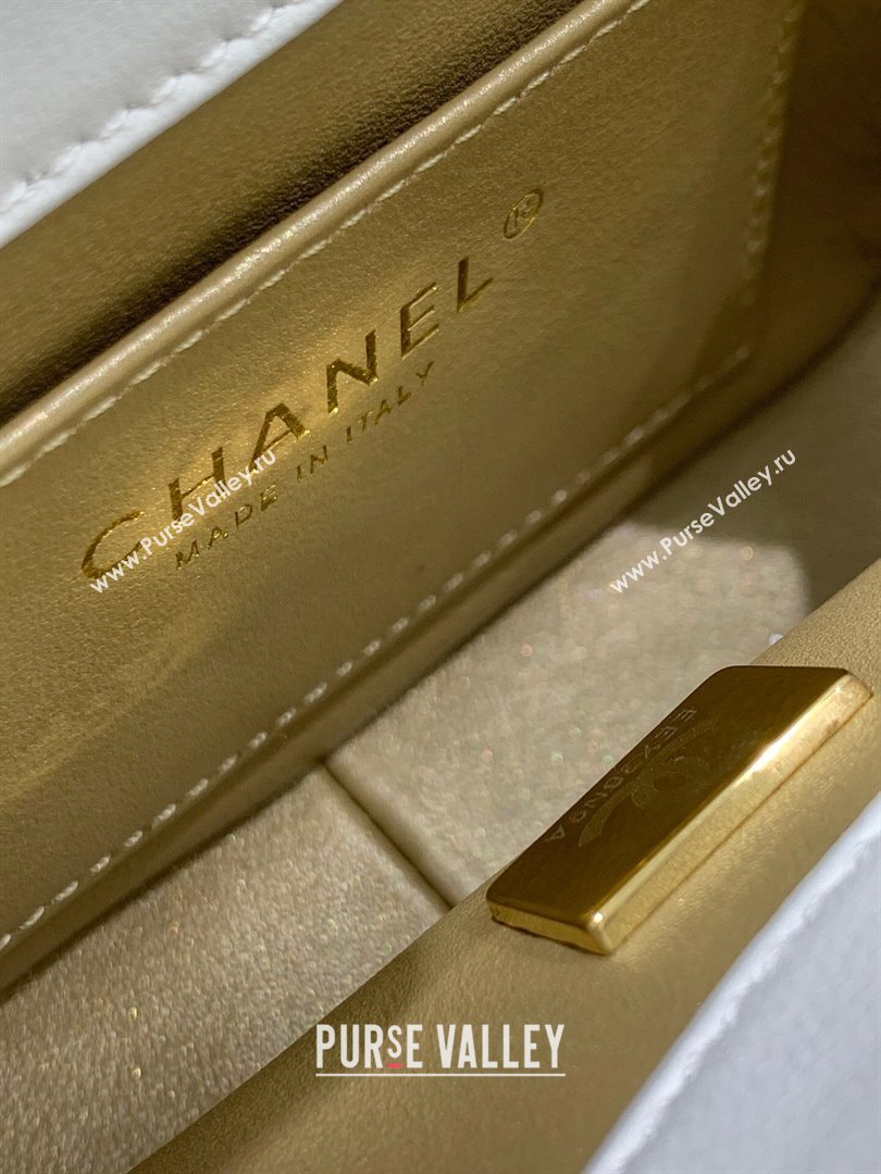 Chanel Lambskin Mini Flap Bag with Pearls Chain AS4868 White 2024 (yezi-240412002)